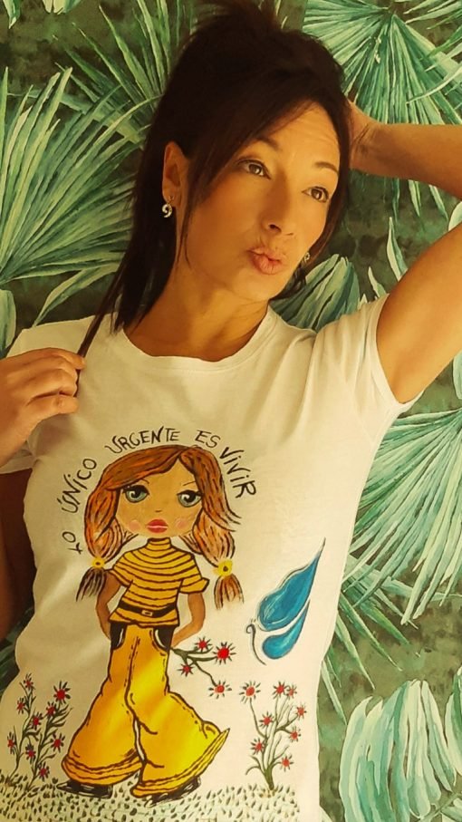 Lo urgente es vivir camiseta pintada