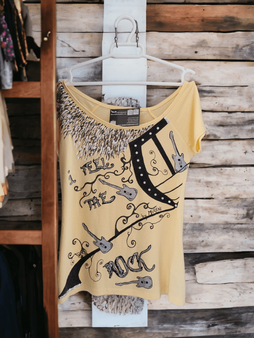 Camisetas pintada a mano Rock bymirene