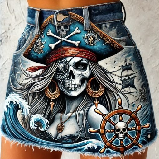 Aventura náutica falda denim pintada a mano