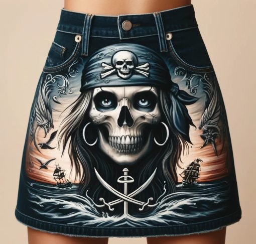Libertad falda denim pintada a mano